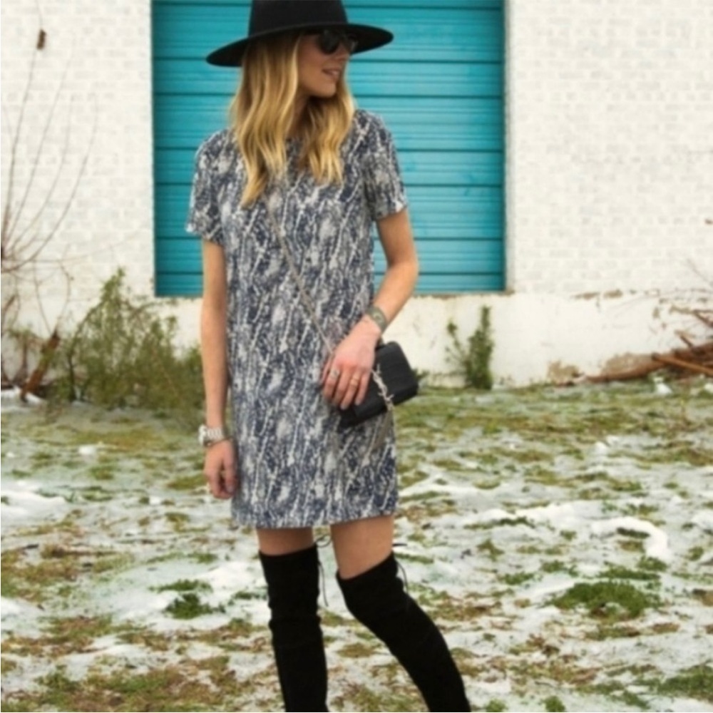 MNG Mango Basics Snakeprint Short Sleeve Shift Dress